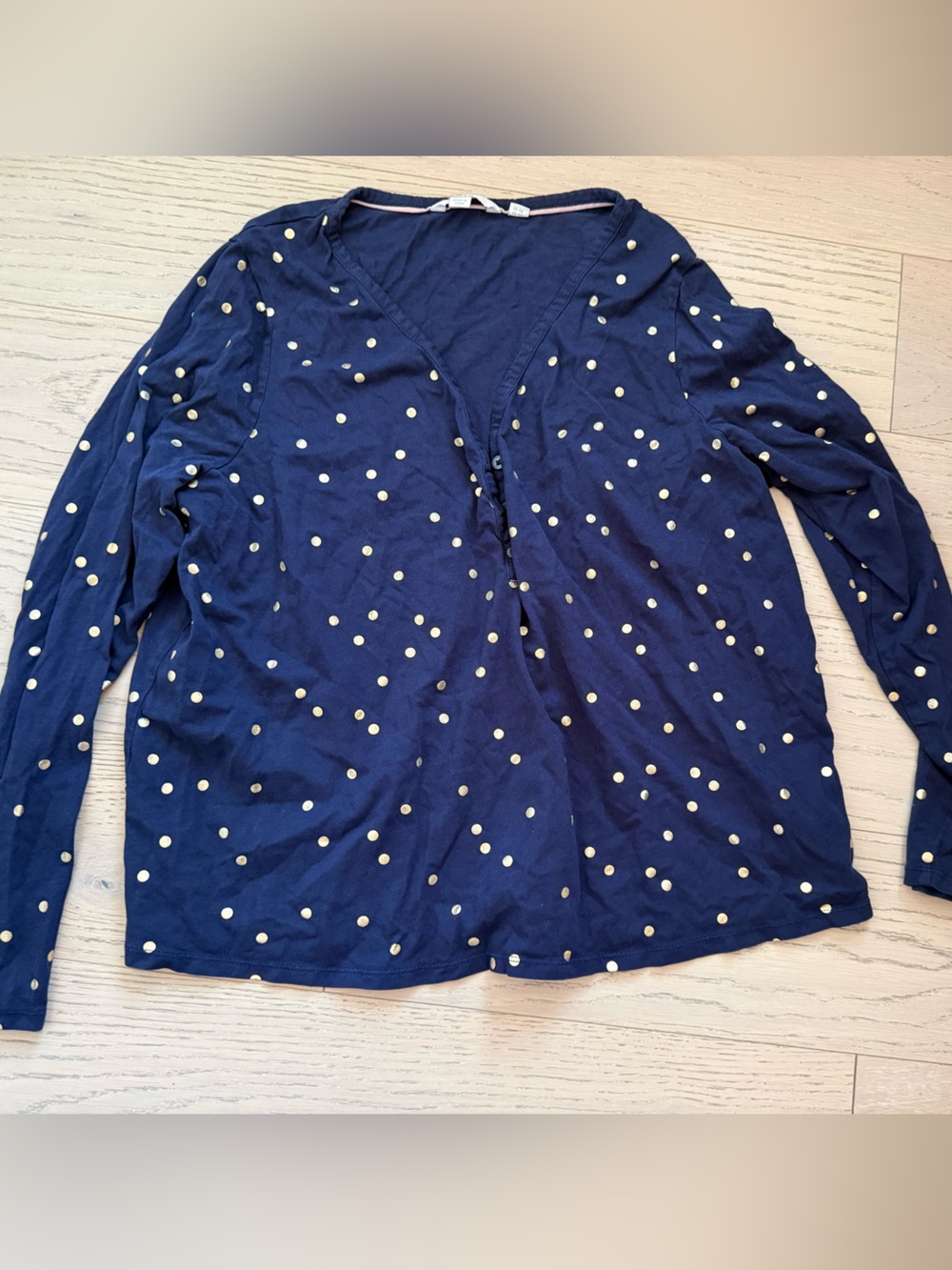 Boden Navy Top with Pale Pink Trim